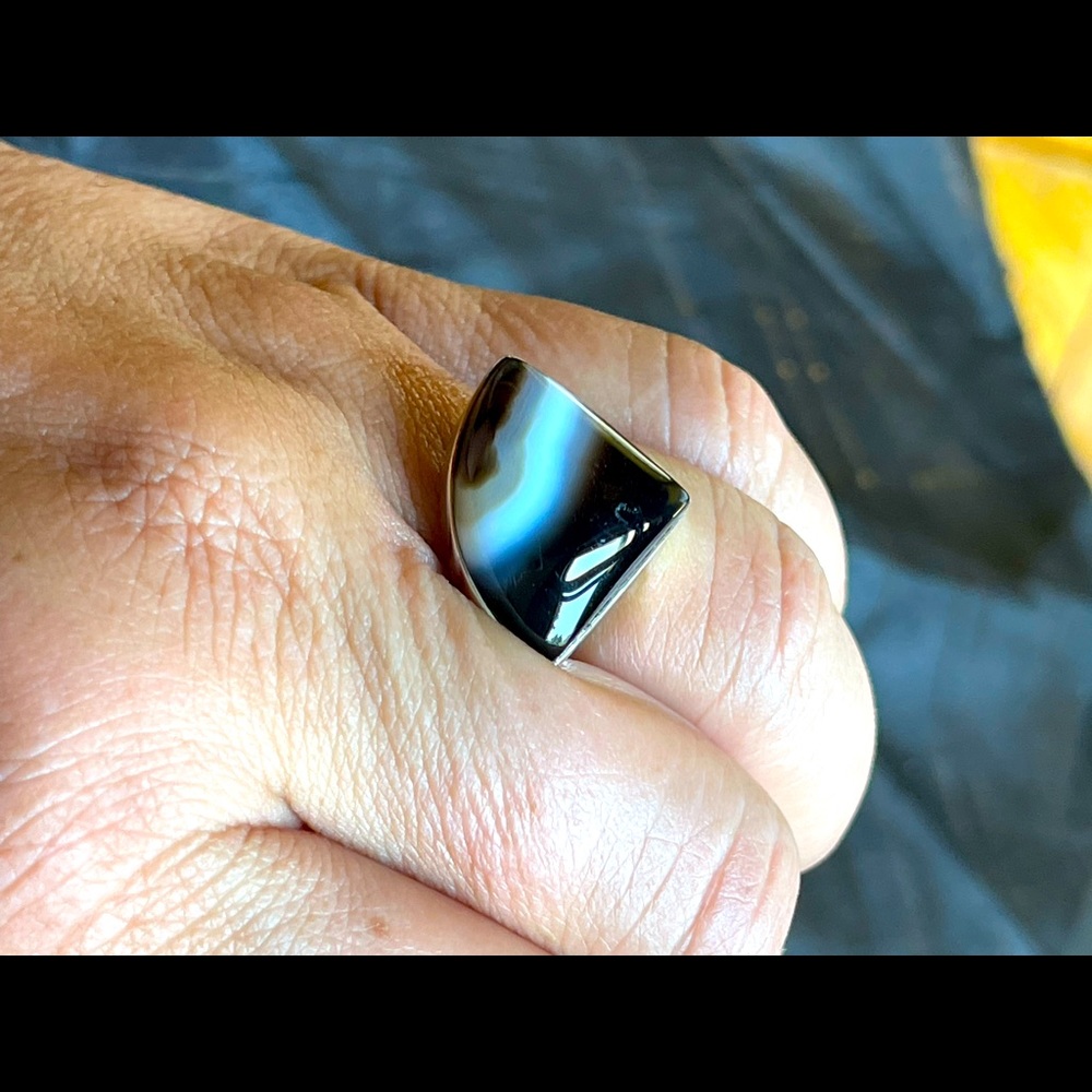 Striped Botswana agate ring, 925